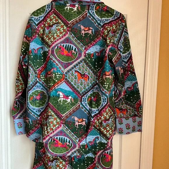 NWT PRINTFRESH Horses with Red Berries Cotton Long Pajama Set Size Medium - Picture 4 of 8